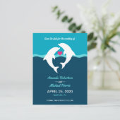 Dolphin Ocean Wedding Save The Date Briefkaart (Staand voorkant)