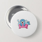 Dolphin on Bathtub Ronde Button 7,6 Cm (Voorkant /achterkant)