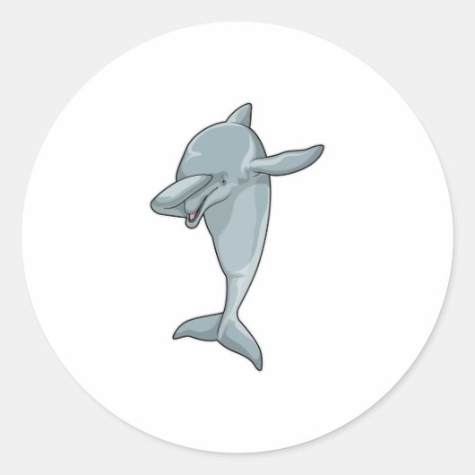 Dolphin op Hip Hop Dance Dab Ronde Sticker (Voorkant)