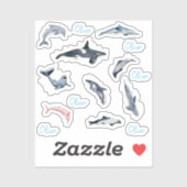 Dolphin orca waterverf tekening gepersonaliseerde  sticker (Vel)