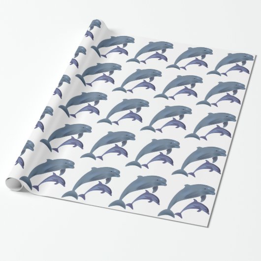 Dolphin Pattern Wrapping Paper Cadeaupapier (Uitgerold)