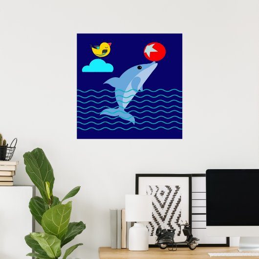 Dolphin Play Ball Game Gift| Dolphin voor Valentij Poster (Thuiskantoor)