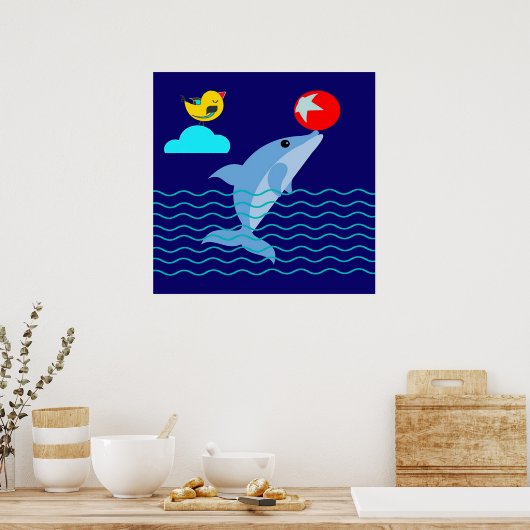 Dolphin Play Ball Game Gift| Dolphin voor Valentij Poster (Keuken)