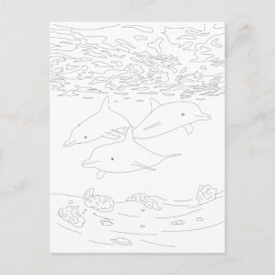 Dolphin Pod Adult Coloring Briefkaart