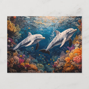 Dolphin Pod Coral Reef Briefkaart
