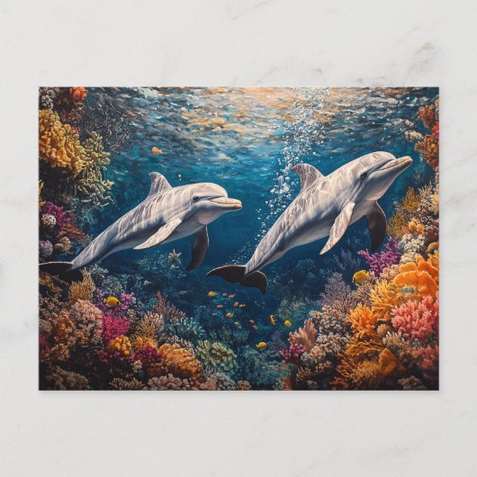 Dolphin Pod Coral Reef Briefkaart (Voorkant)