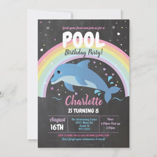 Dolphin Pool Party Birthday Beach Float Ocean Zee Kaart (Voorkant)