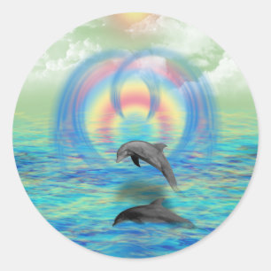 Dolphin Rising Ronde Sticker
