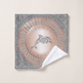 Dolphin rose Gold Grey Mandala Coastal (Gant de toilette)