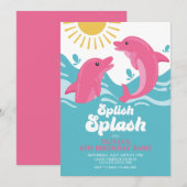 Dolphin Roze en Paarse Verjaardag Kaart (Voorkant / Achterkant)