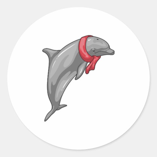 Dolphin Scarf Ronde Sticker (Voorkant)