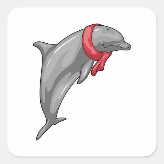 Dolphin Scarf Vierkante Sticker (Voorkant)