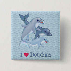 Dolphin-serie Vierkante Button 5,1 Cm