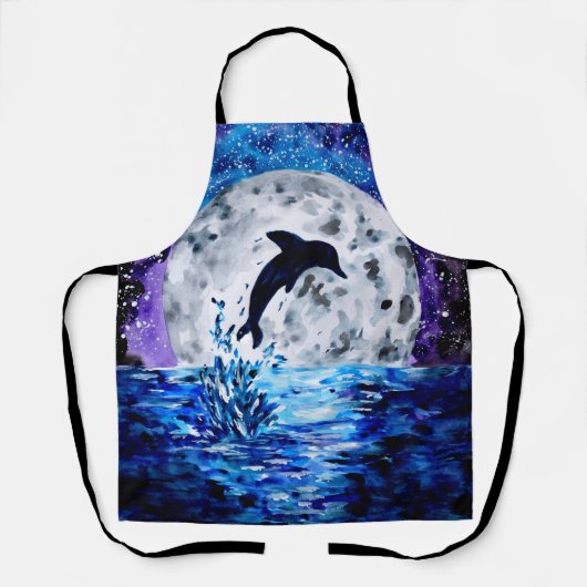 Dolphin Silhouette Ocean en Moon Schort (Voorkant)