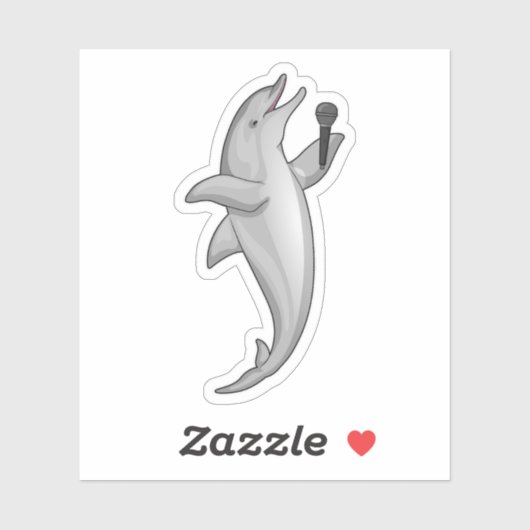 Dolphin Singer Microphone Sticker (Vel)