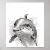 Dolphin Sketch Portret zwart wit Poster (Voorkant)