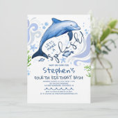 Dolphin Splash | Zompool Birthday Party Kaart (Staand voorkant)