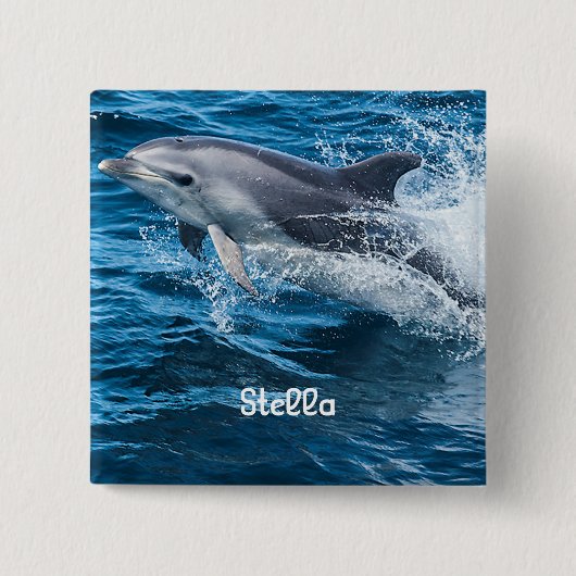 Dolphin Splashing Persoonlijke Button (Voorkant)
