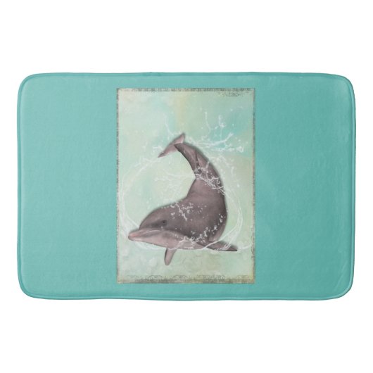 Dolphin Splashing rond in Koel Groen Water Badmat (Voorkant)