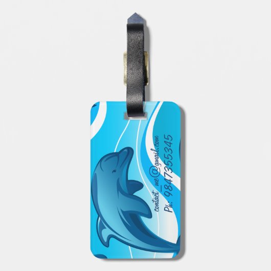 Dolphin-springgolven Bagagelabel (Achterkant verticaal)