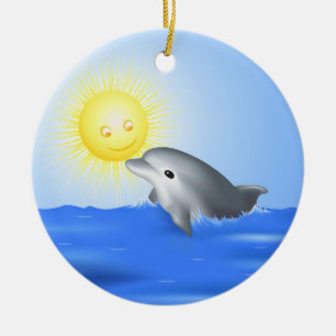 Dolphin & Sun Keramisch Ornament
