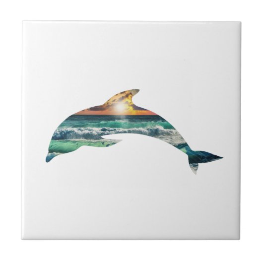 Dolphin Sunset Beach Tegeltje (Voorkant)
