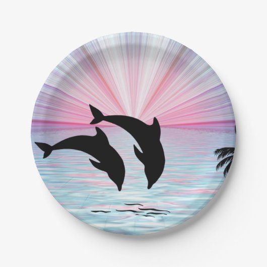 Dolphin Sunset Papieren Bordje (Voorkant)
