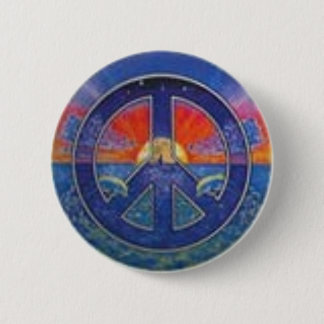 Dolphin Sunset Peace Ronde Button 5,7 Cm
