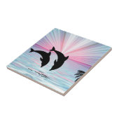 Dolphin Sunset Tegeltje (Zijkant)