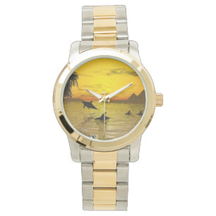 Dolphin Sunset Two Tone Watch Horloge