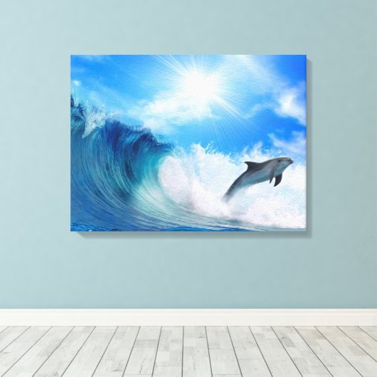 Dolphin Surf Canvas Afdruk (Insitu (Houten vloer))