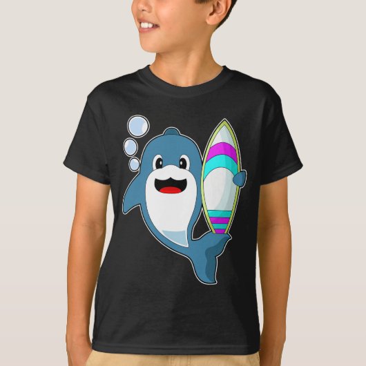 Dolphin Surfer Surfboard T-shirt (Voorkant)