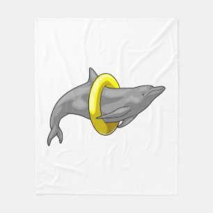 Dolphin Swimming Lifebuoy Fleece Deken