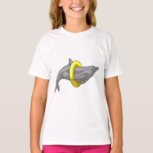 Dolphin Swimming Lifebuoy T-shirt (Voorkant)