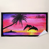 Dolphin Tropical Paradise Serviette de plage perso (Devant)