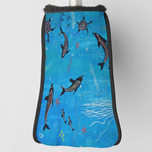 Dolphin & Turtle Dreaming Putter Golf Head Hoesje Golfheadcover (Draai 90)
