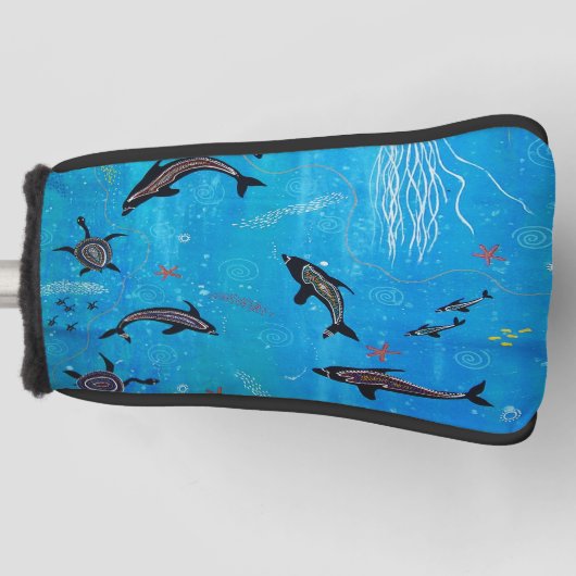 Dolphin & Turtle Dreaming Putter Golf Head Hoesje Golfheadcover (Voorkant)