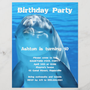 Dolphin Verjaardags Uitnodiging voor een Achtertui Flyer
