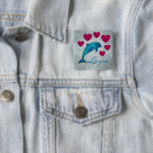 Dolphin Vierkante Button 5,1 Cm (In situ)