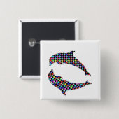 DOLPHIN-visdierwild NVN97 NavINjoshi FUN Vierkante Button 5,1 Cm (Voorkant /achterkant)