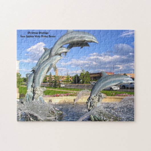 Dolphin Water Statue Denver. Jigzaag Puzzle Legpuzzel (Horizontaal)