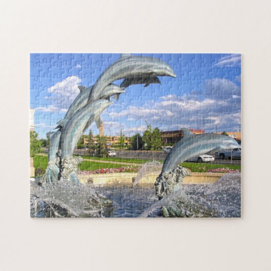 Dolphin Water Statue Denver. Legpuzzel (Horizontaal)