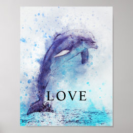 Dolphin Waterverf Kantoor Decor Matte Poster