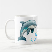 Dolphin with custom Name blue sea animal Design Koffiemok (Links)