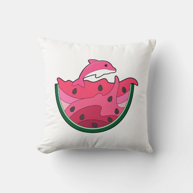 Dolphin with Watermelon Kussen (Voorkant)