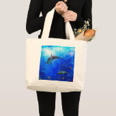 Dolphin World WIND OP WATER Grote Tote Bag (Voorkant (product))