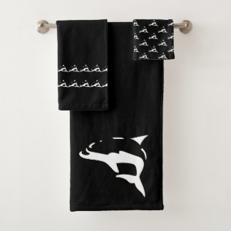 Dolphin zwart wit bad handdoek