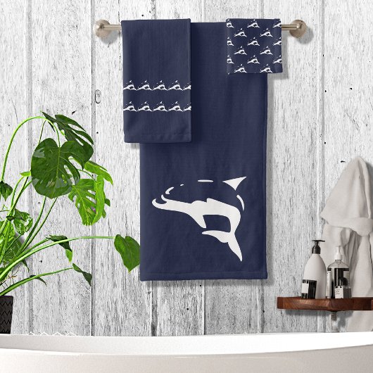 Dolphin zwart wit bad handdoek