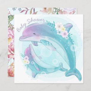 Dolphins Baby shower Invitation Kaart