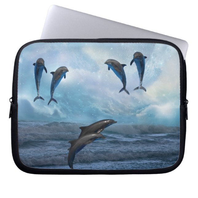 Dolphins fantasie laptop sleeve (Voorkant)